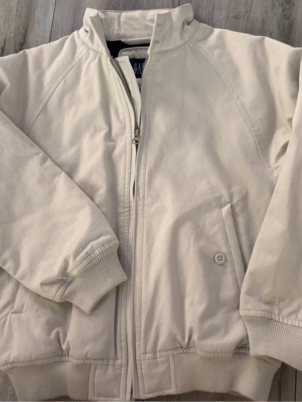 GAP Men's Light Cream Bomber Jacket